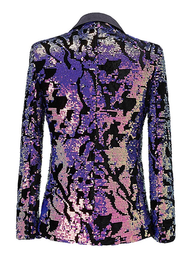 Veste à Paillettes Coupe Standard pour Homme, Boutonnage Simple et Un Bouton