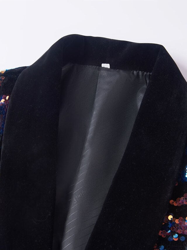 Veste à Paillettes Coupe Standard pour Homme, Boutonnage Simple et Un Bouton