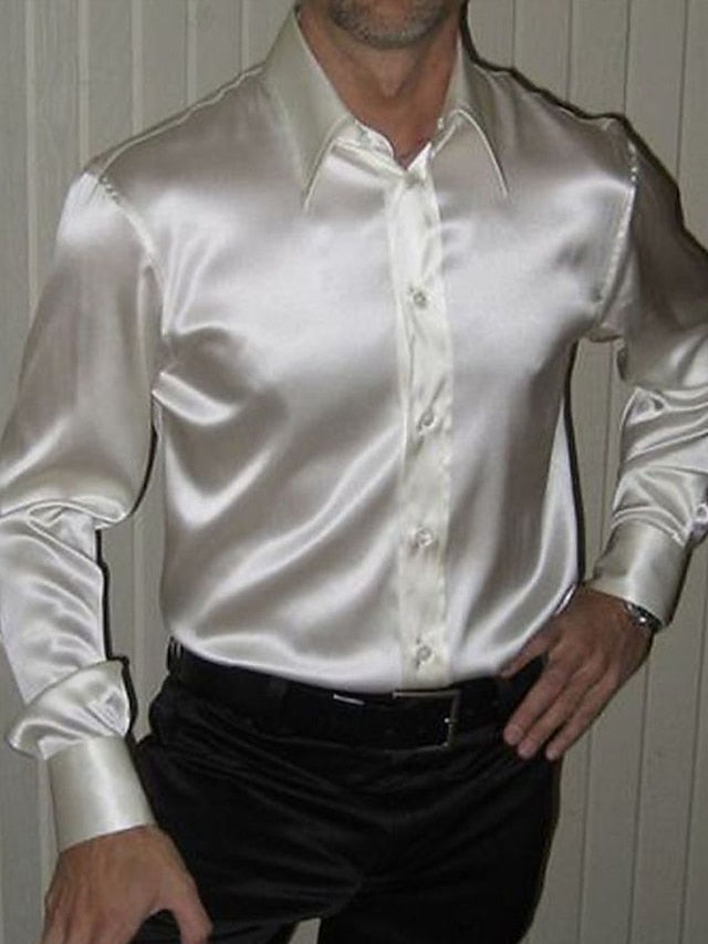 Chemise Décontractée à Manches Longues en Coton Mélangé pour Homme, Couleur Unie