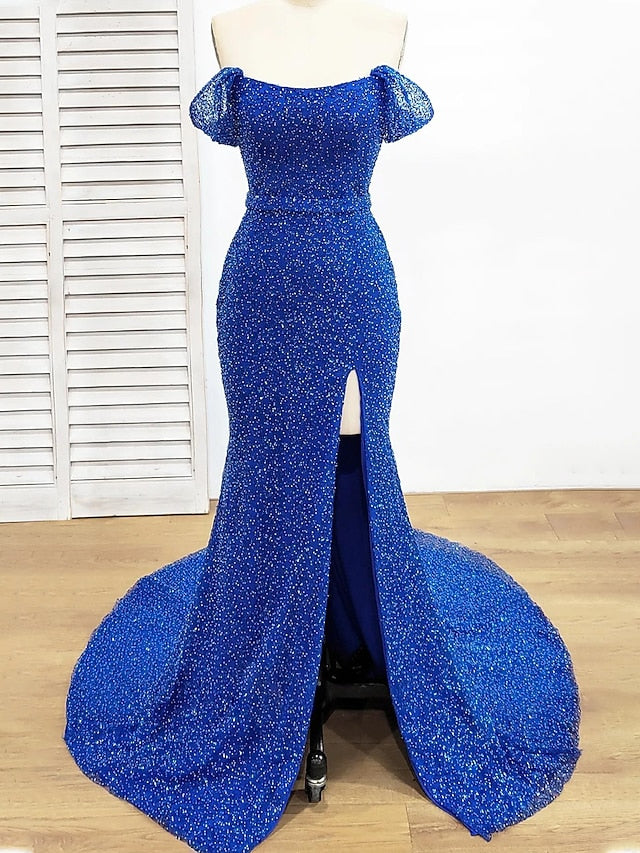 Robe de Bal Fourreau/Colonne à Épaules Dénudées et Longueur Au Sol