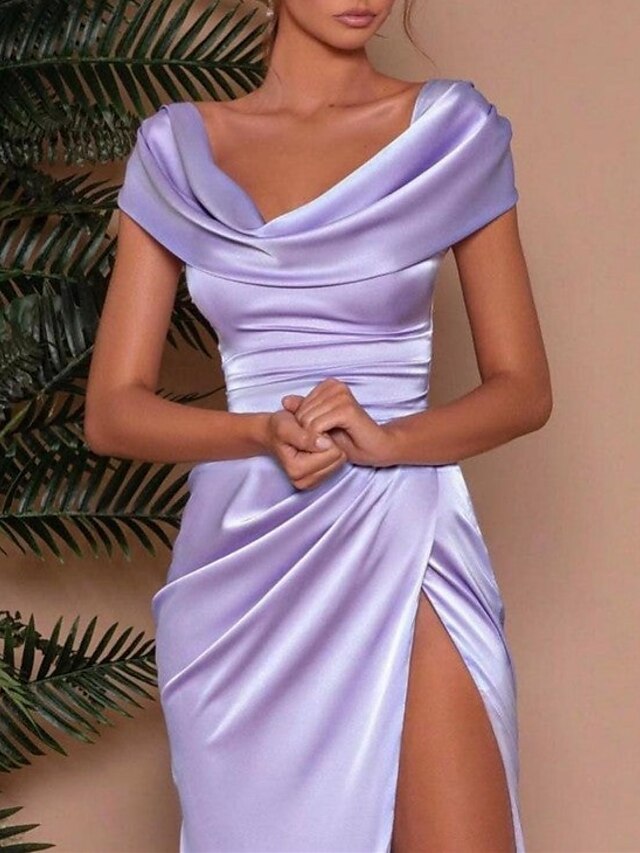 Robe de Bal Fourreau/Colonne à Col en V et Longueur Au Sol