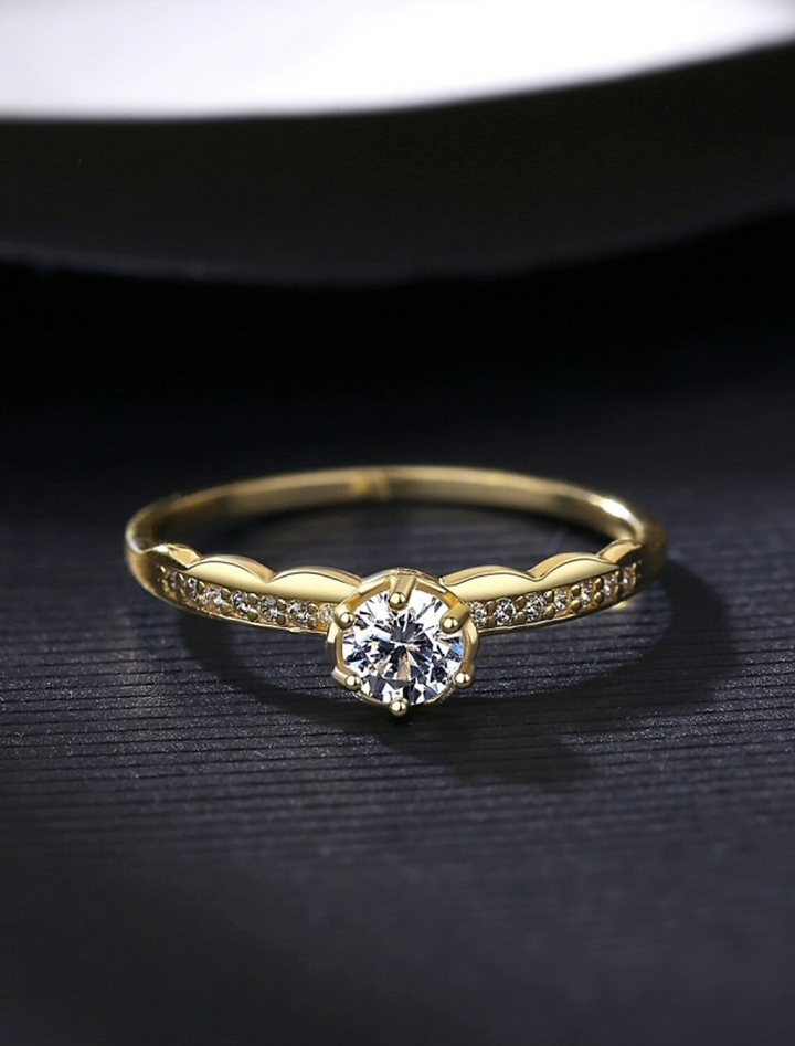 Bague De Fête Classique En Or S925 En Argent Sterling, Précieuse, Élégante Et Simple