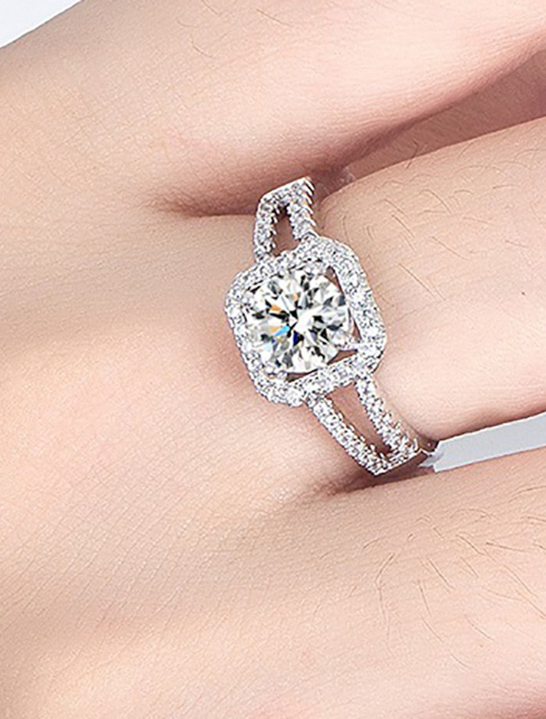 Bague De Mariage Géométrique En Argent Avec Strass En Argent Sterling S925, Élégante, Simple Et Luxueuse