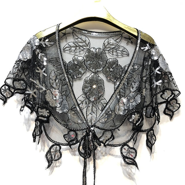 Châle et Châles Châles pour Femmes Pure Glittering Sparkle & Shine Sans Manches Tulle Mariage Wraps avec Perles