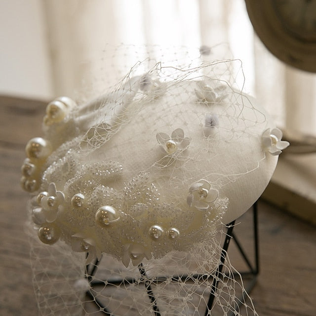 Chapeau Seau en Tissu Fascinateur Élégant avec Imitation de Perles Florales