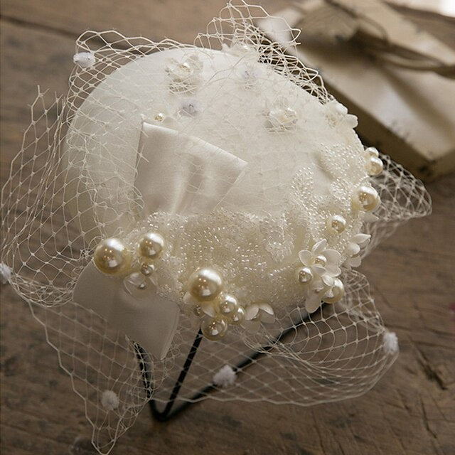 Chapeau Seau en Tissu Fascinateur Élégant avec Imitation de Perles Florales