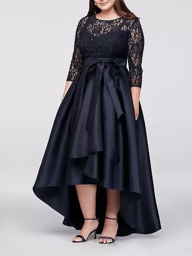Robes de Mère de la Mariée Asymétriques Grande Taille, Coupe A-Line/Princess, Décolleté en V