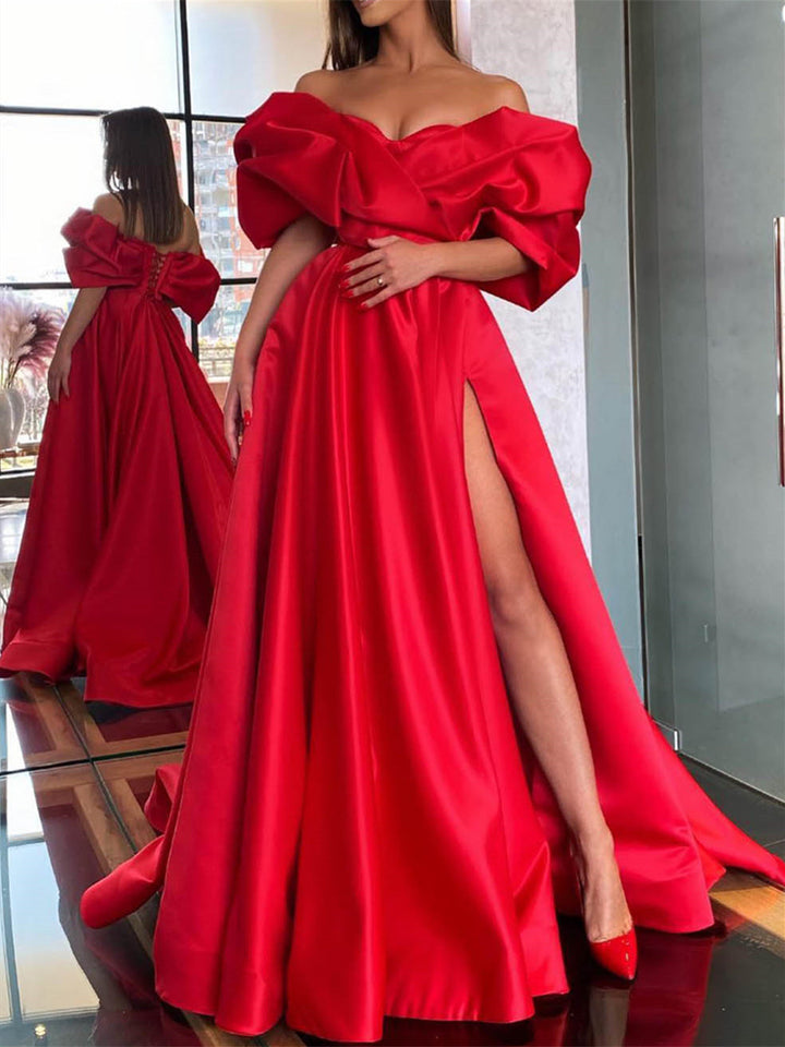 Robe de Bal Longue Au Sol, Coupe A-Line/Princesse, Épaules Dénudées