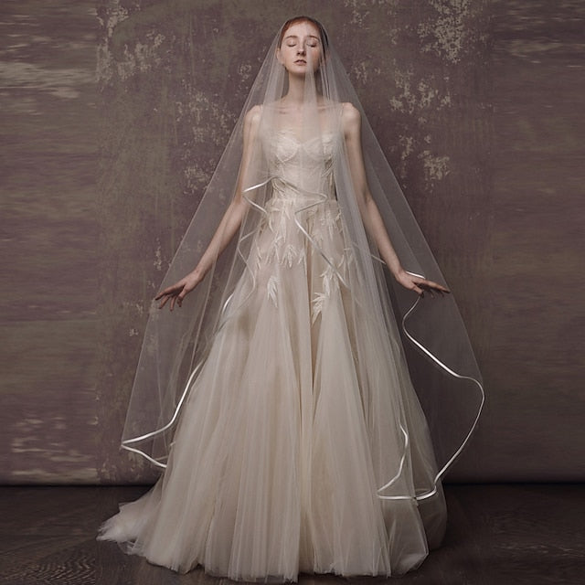 Voile de Chapelle de Mariage Mignon / Doux à Un Niveau avec Tulle Solide