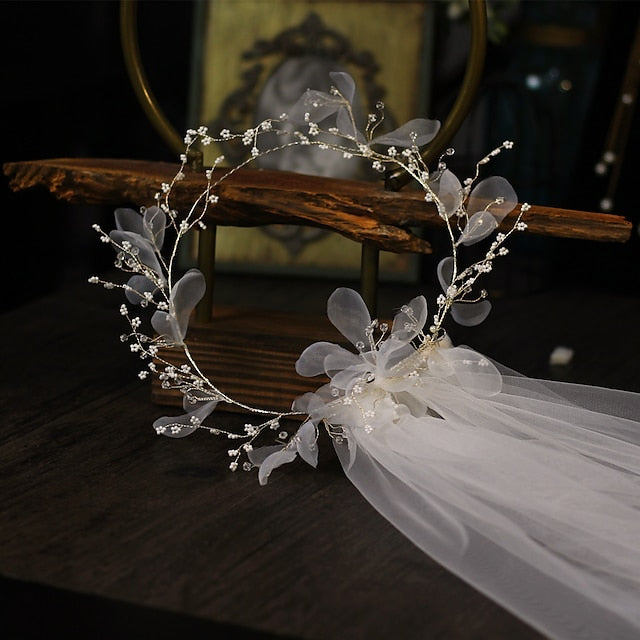 Voiles de Mariage de Style Fleur à Un Niveau Voiles D'Épaule avec Pendentif