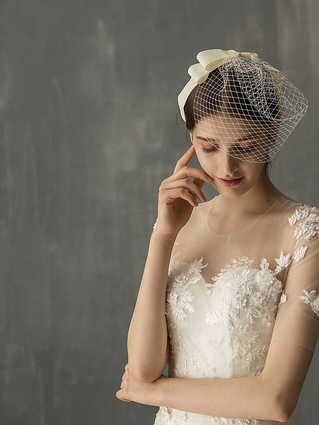 Mariage Élégant en Tulle avec Nœud en Ruban