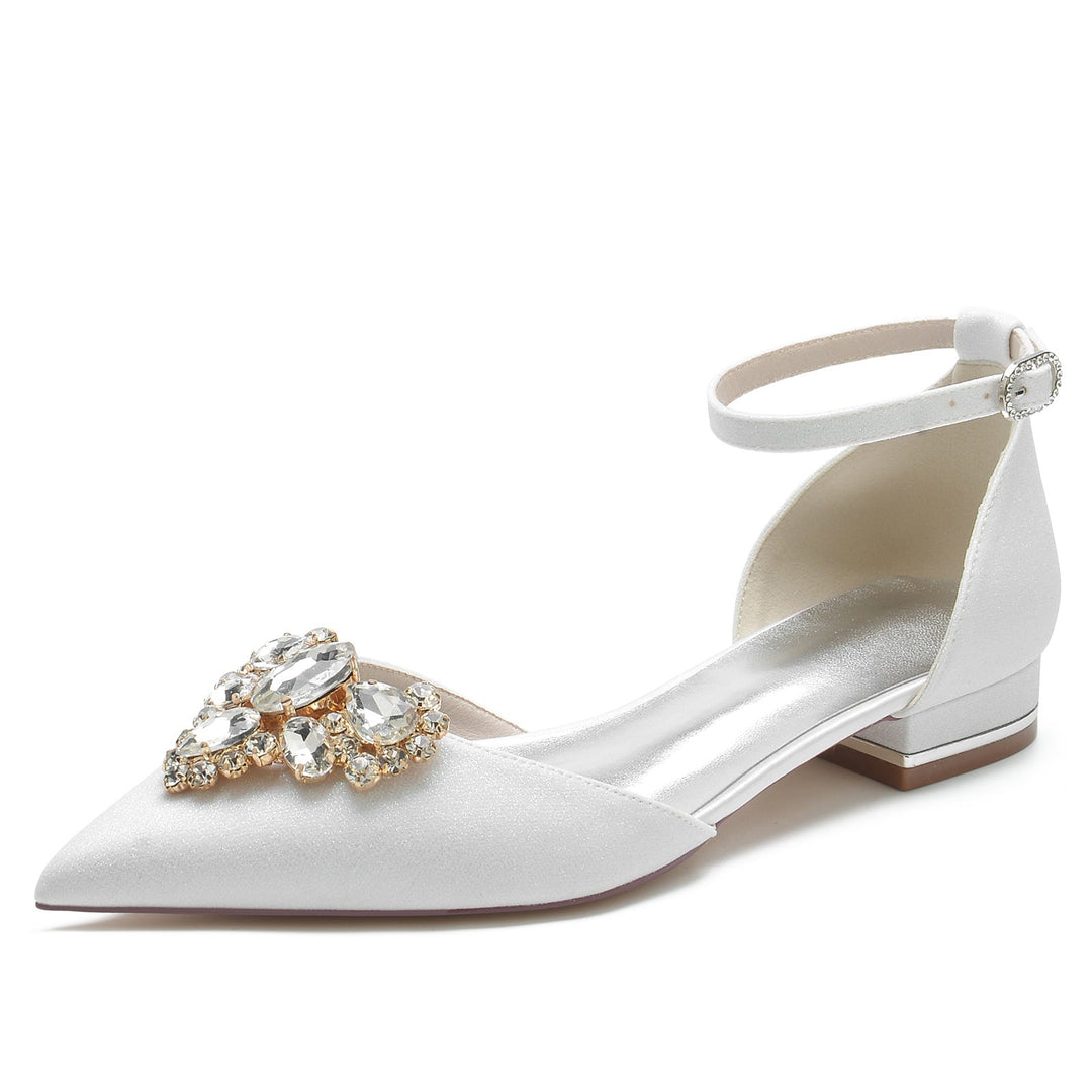 Chaussures de Mariage pour Femmes, Chaussures de Mariée à Bout Fermé et à Boucle, Imitation Diamant Pailleté