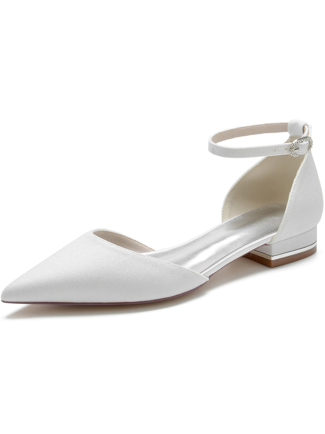 Chaussures de Mariage pour Femmes, Chaussures de Demoiselle D'Honneur à Talons Bas et Bout Pointu avec Strass