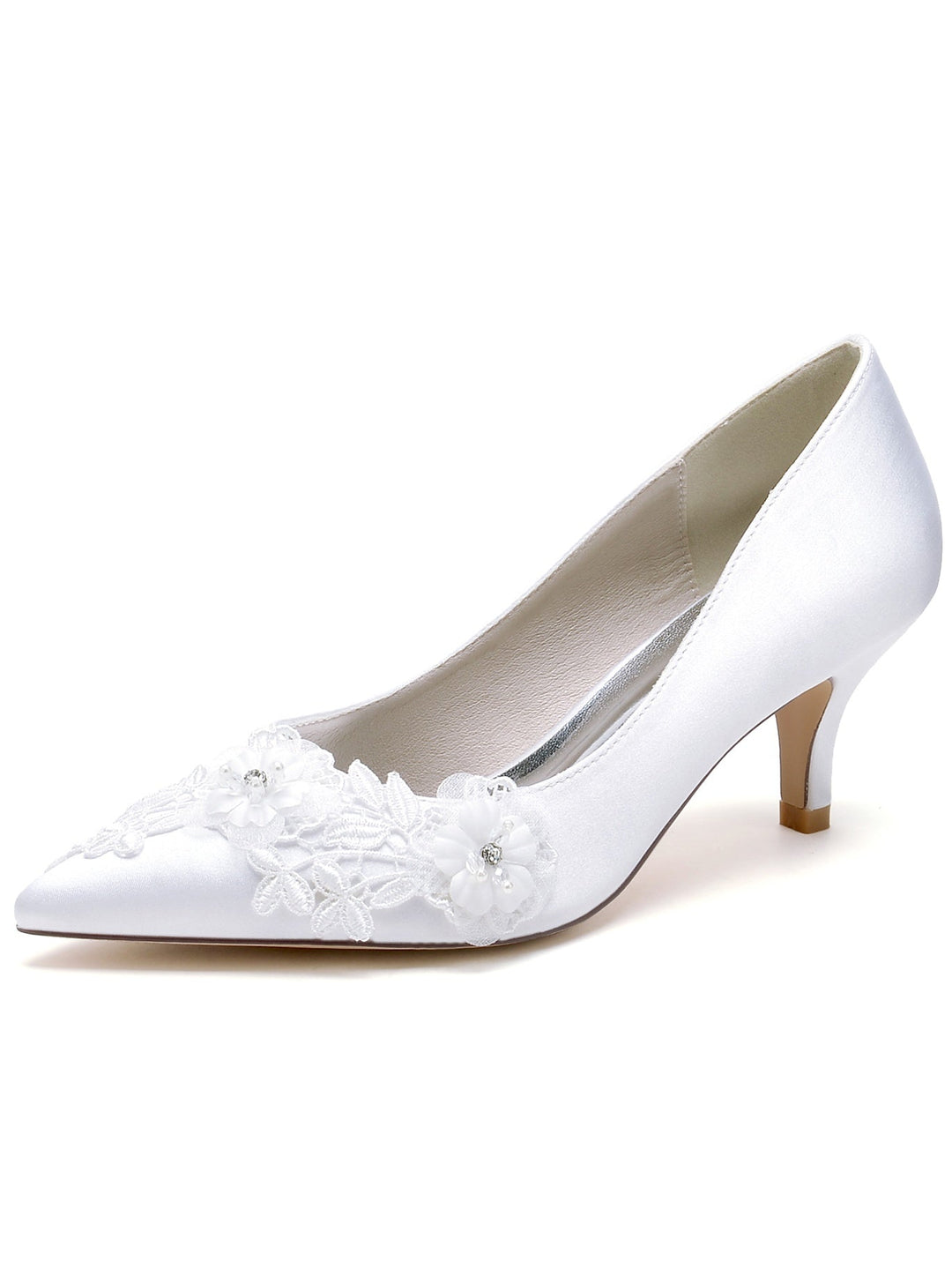 Chaussures de Mariage pour Femmes en Dentelle à Talon Aiguille et Bout Pointu pour Demoiselle D'Honneur
