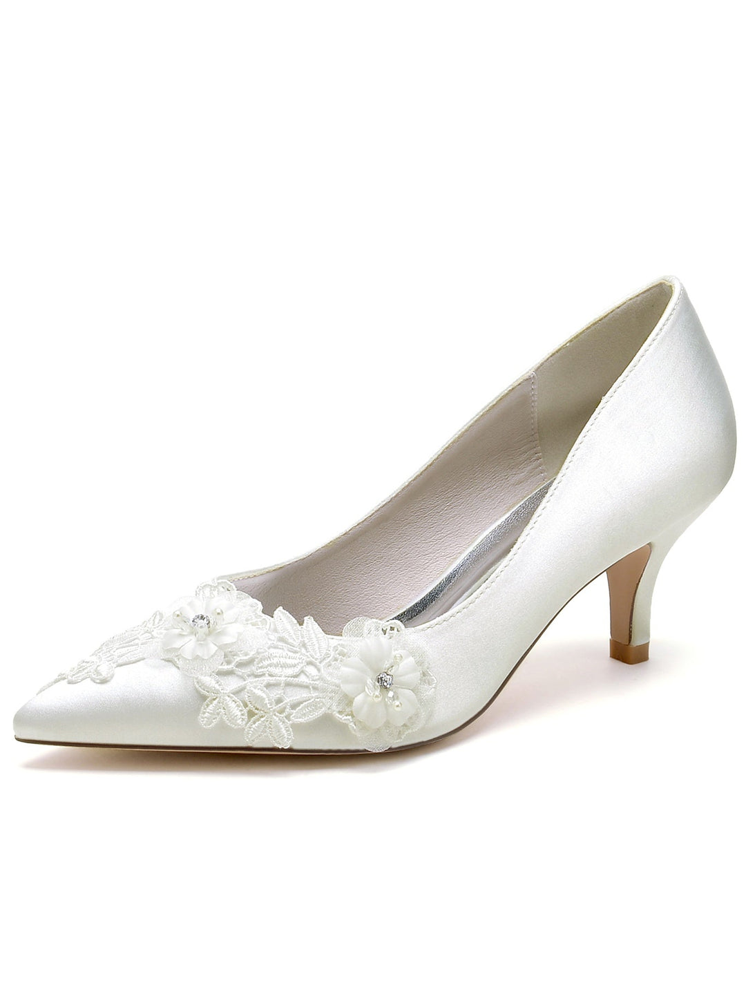 Chaussures de Mariage pour Femmes en Dentelle à Talon Aiguille et Bout Pointu pour Demoiselle D'Honneur