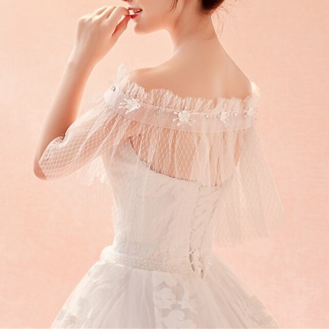 Élégante et Romantique Robe de Mariée en Tulle Sans Manches avec Nœud Papillon