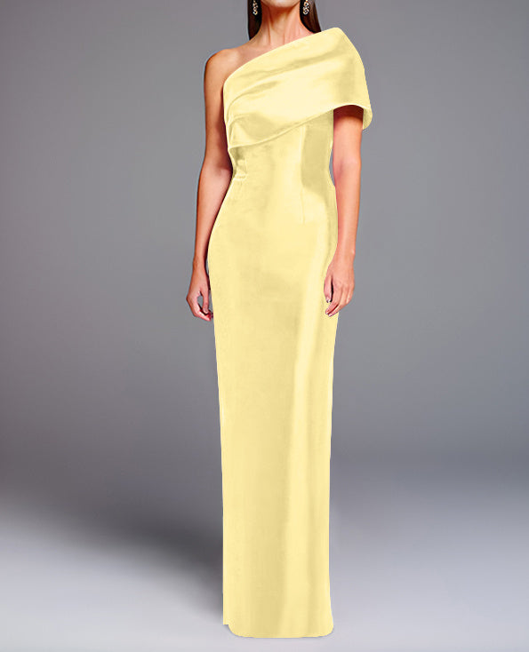 Robe de Mère de la Mariée Fourreau/Colonne à Une Épaule Sans Manches, Longueur Au Sol, avec Nœud