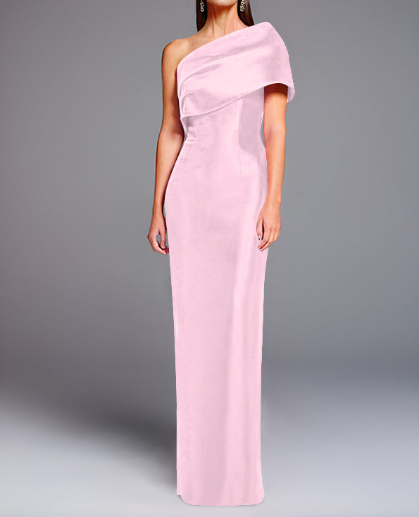 Robe de Mère de la Mariée Fourreau/Colonne à Une Épaule Sans Manches, Longueur Au Sol, avec Nœud