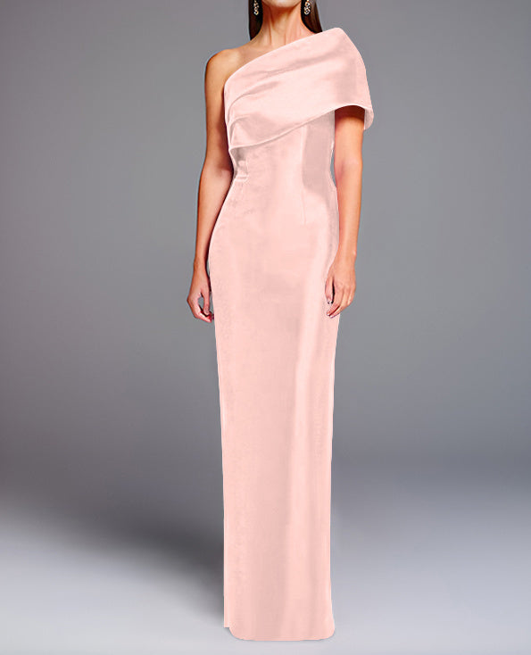 Robe de Mère de la Mariée Fourreau/Colonne à Une Épaule Sans Manches, Longueur Au Sol, avec Nœud