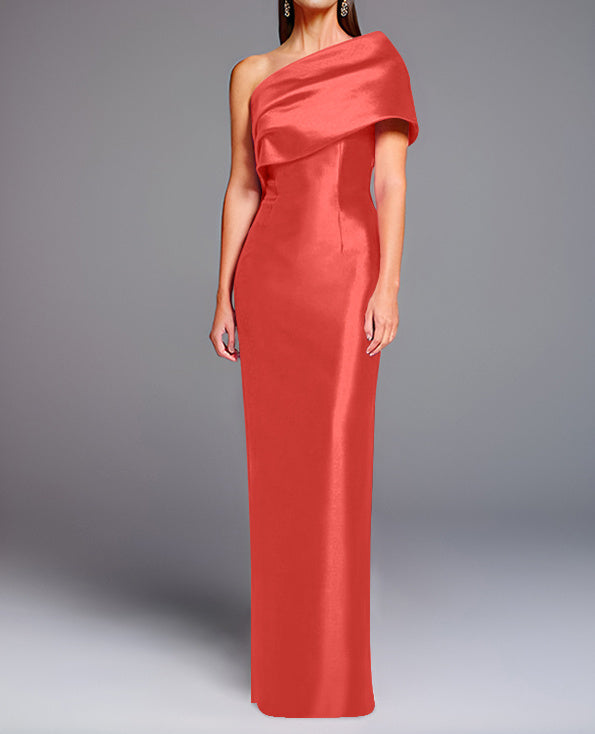 Robe de Mère de la Mariée Fourreau/Colonne à Une Épaule Sans Manches, Longueur Au Sol, avec Nœud