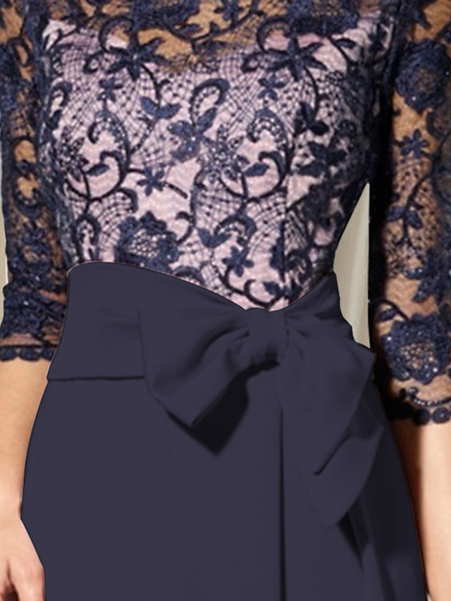 Robes de Mère de la Mariée Fourreau/Colonne à Col Bijou et Longueur Au Sol