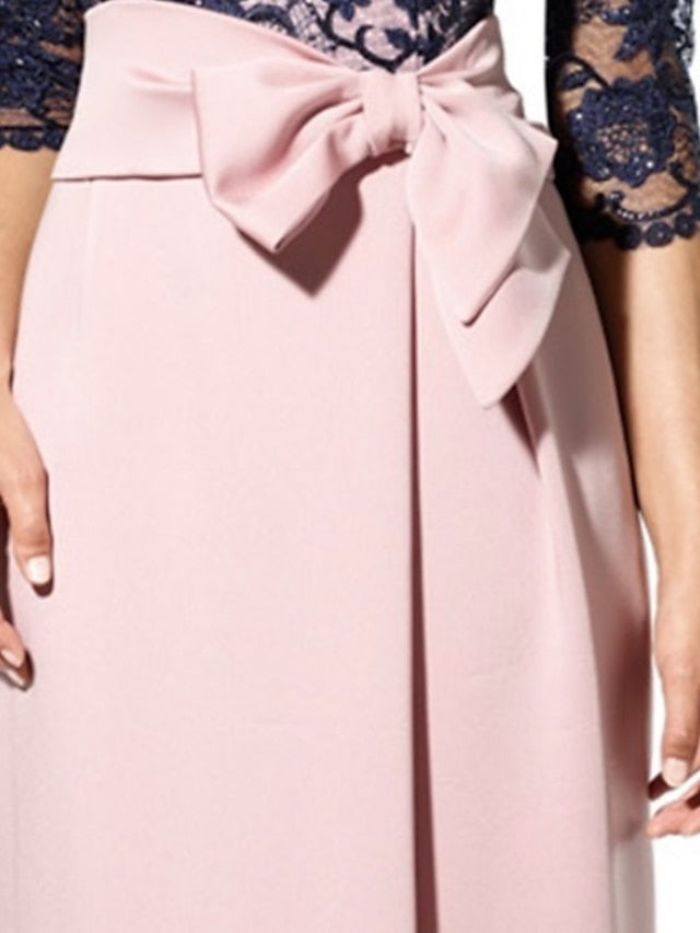 Robes de Mère de la Mariée Fourreau/Colonne à Col Bijou et Longueur Au Sol