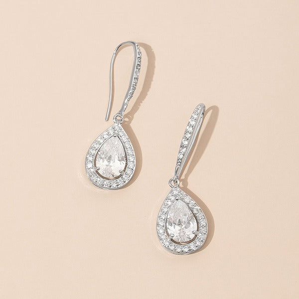 Boucles D'Oreilles Pendantes en Zircon Brillant