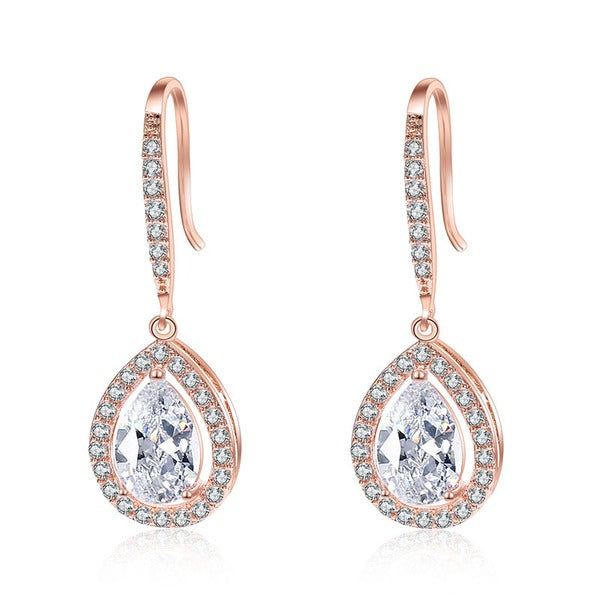 Boucles D'Oreilles Pendantes en Zircon Brillant