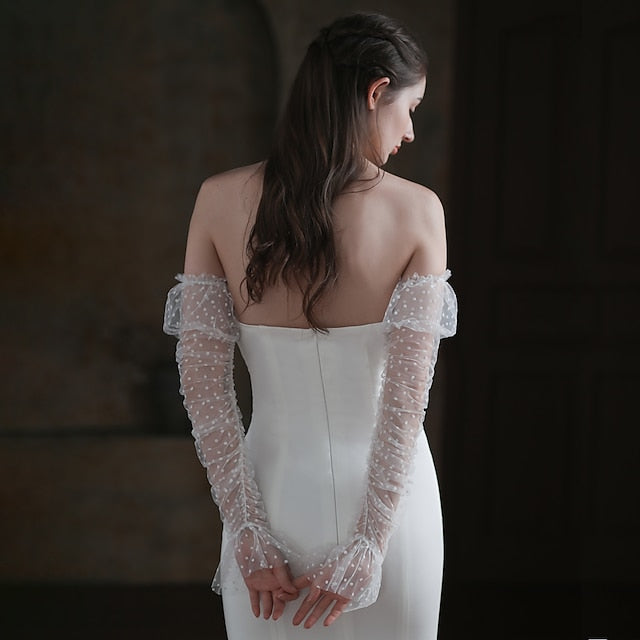 Gant en Tulle Longueur Coude Mignon/Élégant avec Point Ondulé