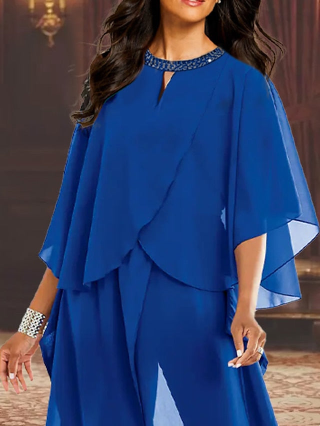 Tailleur-Pantalon en Mousseline de Soie pour Mère de la Mariée