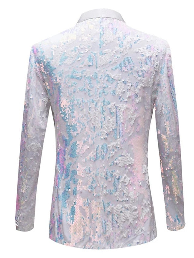 Costumes de Bal Disco 2 Pièces à Coupe Ajustée pour Hommes, à Boutonnage Simple et à Un Bouton