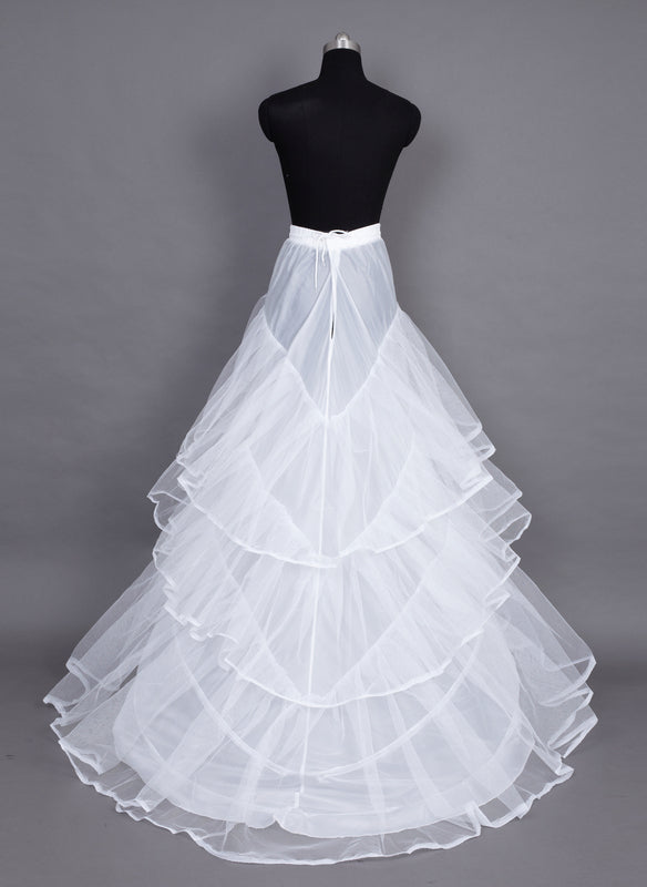 Jupons à Traîne Chapelle en Nylon/Tulle pour Femmes, Longueur Au Sol, 3 Étages