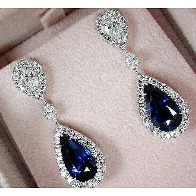 Boucles D'Oreilles Pendantes de Luxe en Imitation Diamant