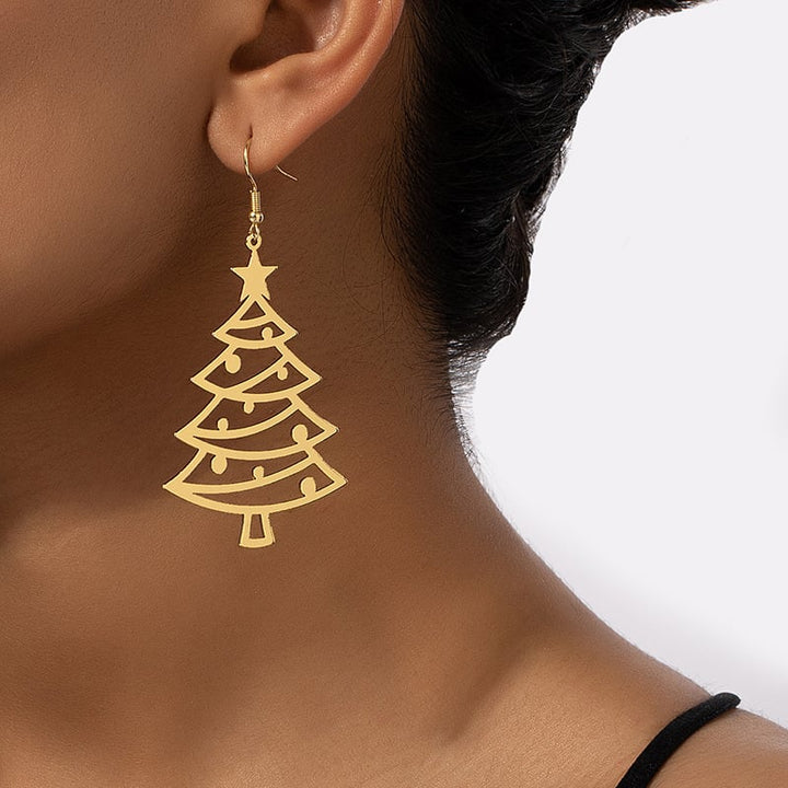 Boucles D'Oreilles en Alliage pour Femme en Forme de Sapin de Noël