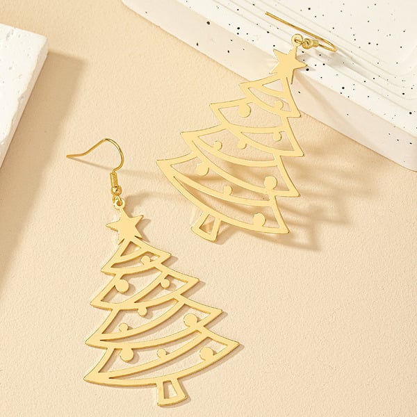 Boucles D'Oreilles en Alliage pour Femme en Forme de Sapin de Noël
