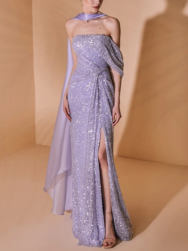 Robe de Bal Longue Sans Bretelles à Coupe Fourreau/Colonne