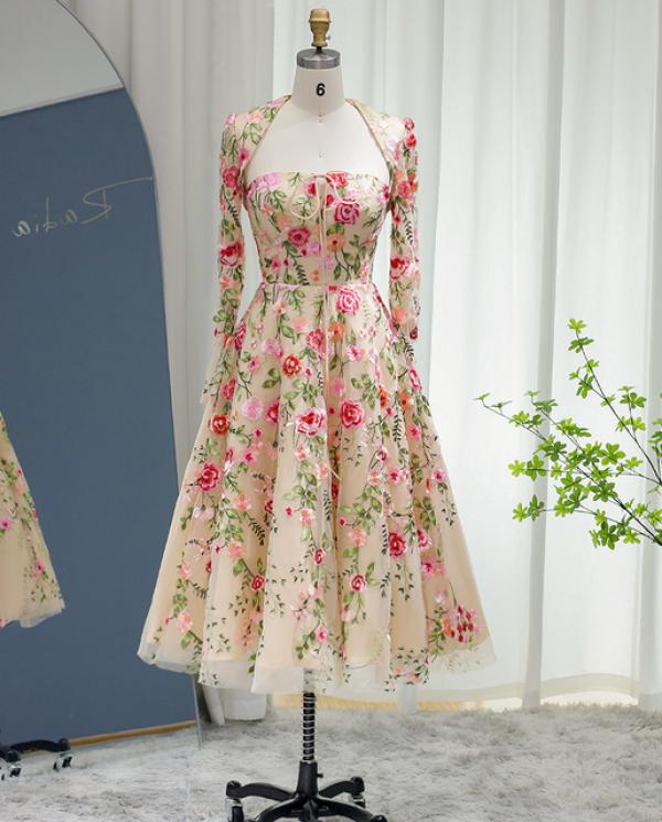 Robe de Soirée Longue Formelle à Manches Longues et Col en V, Coupe Princesse, Longueur Au Sol