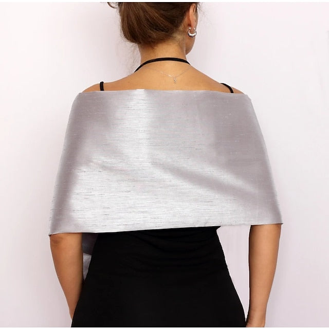 Women鈥Ʀ® Écharpe D'Invité de Mariage Pure et Élégante Sans Manches en Taffetas avec Couleur Pure