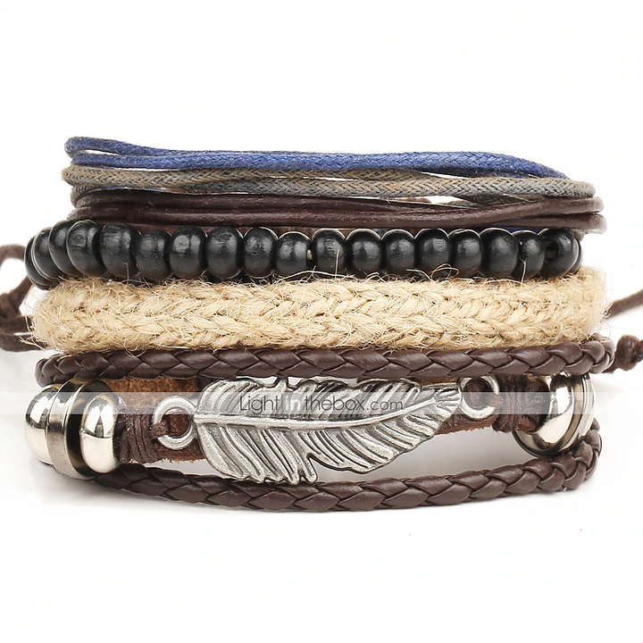 Bracelet En Cuir Turquoise Pour Homme, Classique, Rétro, Punk, Rock Classique, Bijoux Pour Cadeau, Quotidien, Plage