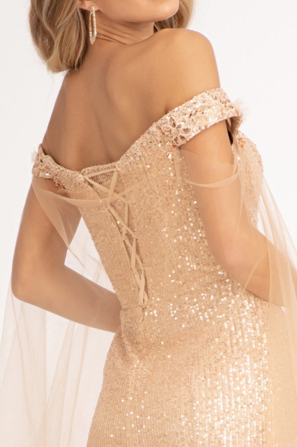 Robe de Bal Longue Sans Manches à Col en Cœur et à Gaine/Colonne avec Paillettes Latérales Fendues