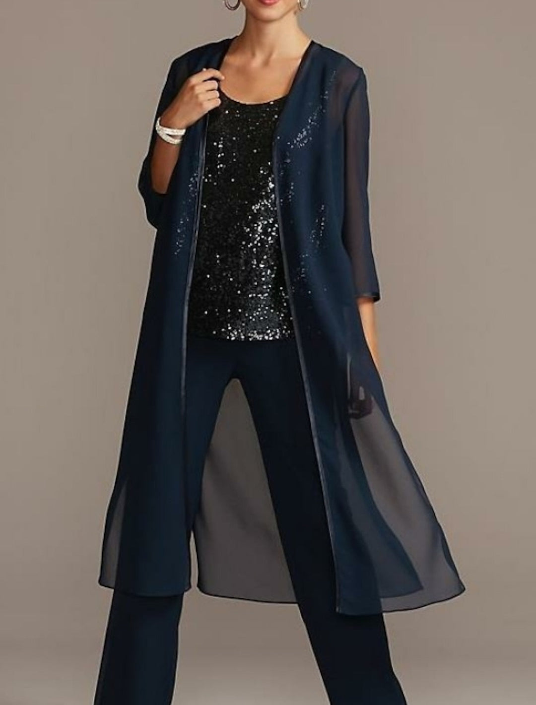 Enveloppes Simples en Mousseline de Soie à Manches 3/4 de Couleur Pure