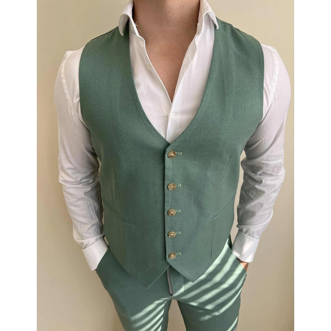 Costumes de Mariage 3 Pièces pour Hommes, Coupe Ajustée, Simple Boutonnage et Un Bouton