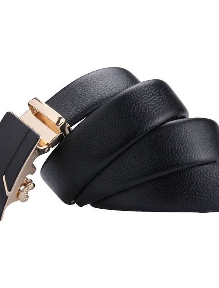 Ceinture à Cliquet En Cuir Pu Noir Pour Homme, à Porter Au Quotidien