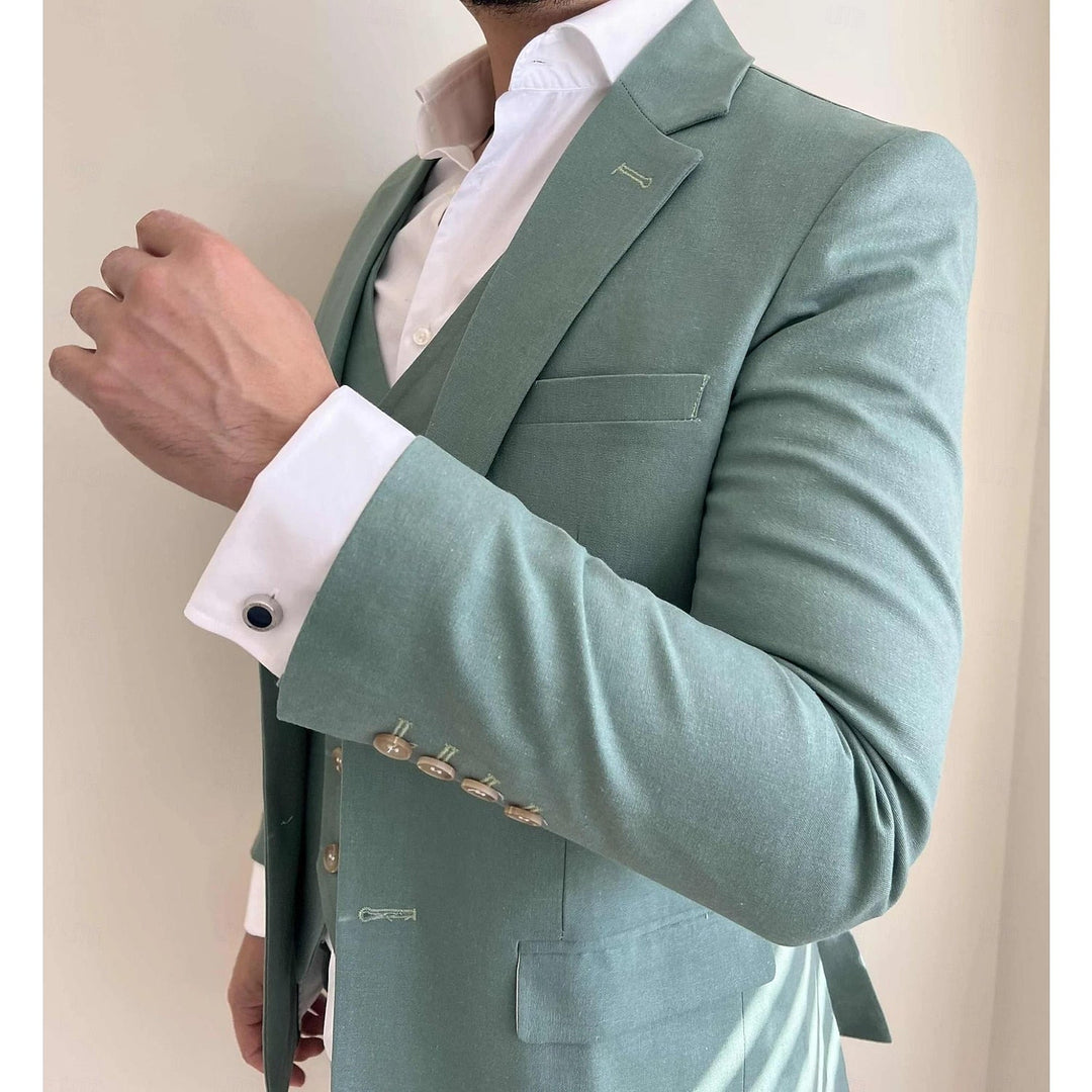 Costumes de Mariage 3 Pièces pour Hommes, Coupe Ajustée, Simple Boutonnage et Un Bouton