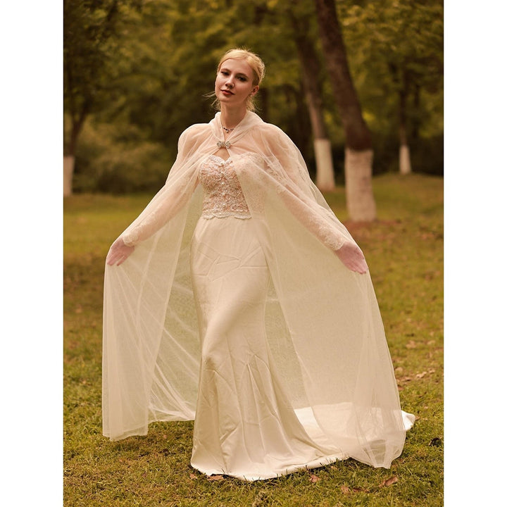 Enveloppes de Mariage en Tulle à Manches Longues et à Manches Dolman de Couleur Pure