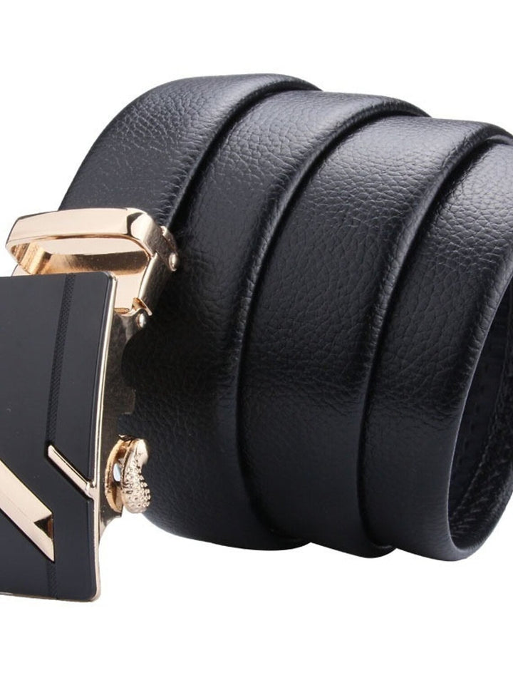 Ceinture à Cliquet En Cuir Pu Noir Pour Homme, à Porter Au Quotidien