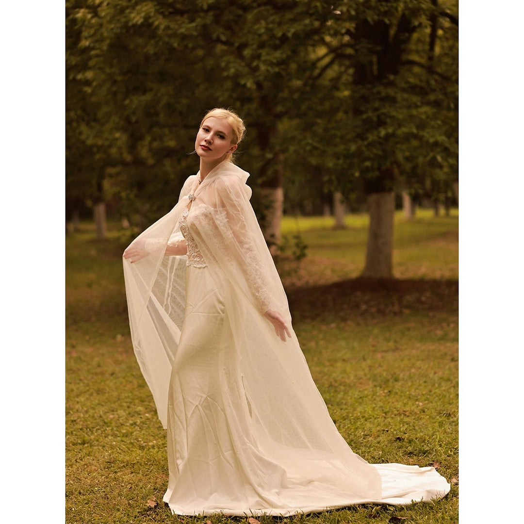 Enveloppes de Mariage en Tulle à Manches Longues et à Manches Dolman de Couleur Pure