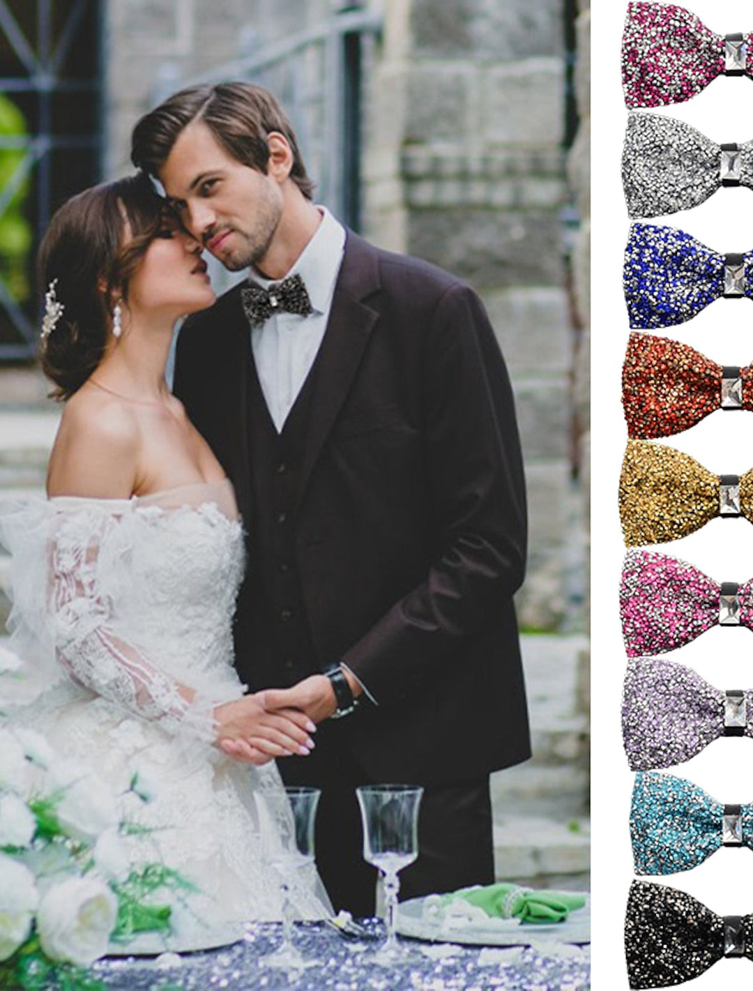 Nœud Papillon De Fête Pour Homme Avec Strass Scintillants Et Perles