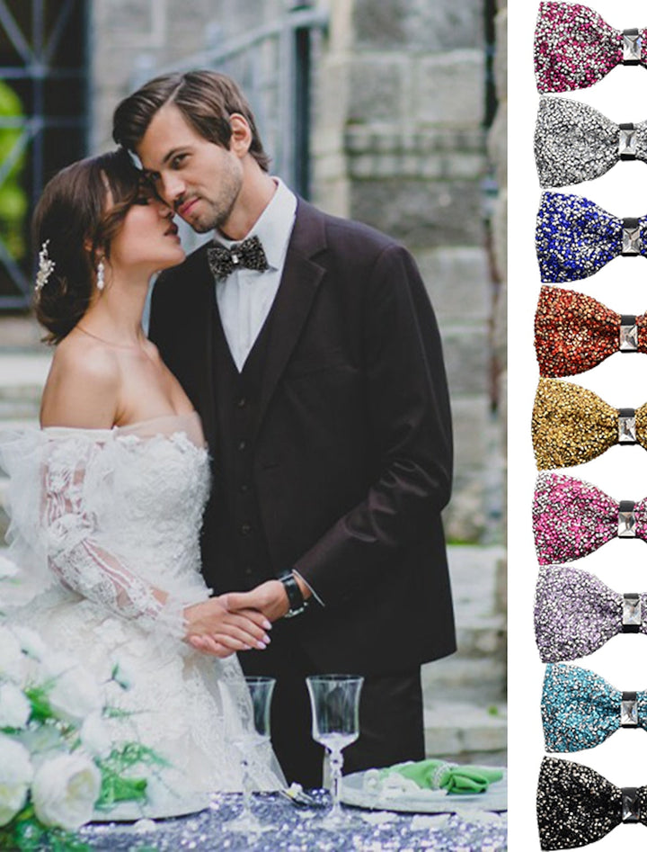Nœud Papillon De Fête Pour Homme Avec Strass Scintillants Et Perles
