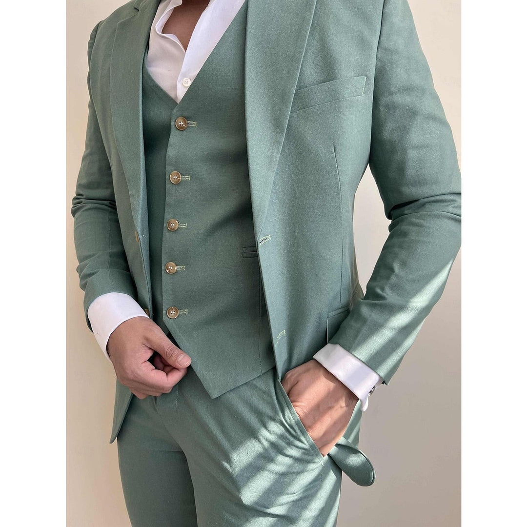 Costumes de Mariage 3 Pièces pour Hommes, Coupe Ajustée, Simple Boutonnage et Un Bouton